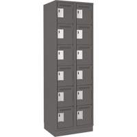 Clean Line Lockerette, 6 -tier, Bank of 2, 24" x 18" x 76", Steel, Charcoal, Rivet (Assembled) The Estey Group