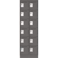 Clean Line Lockerette, 6 -tier, Bank of 2, 24" x 18" x 76", Steel, Charcoal, Rivet (Assembled) The Estey Group