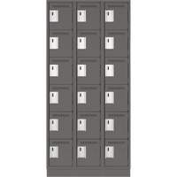 Clean Line Lockerette, 6 -tier, Bank of 3, 36" x 18" x 76", Steel, Charcoal, Rivet (Assembled) The Estey Group