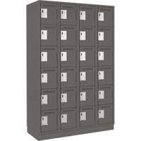 Clean Line Lockerette, 6 -tier, Bank of 4, 48" x 18" x 76", Steel, Charcoal, Rivet (Assembled) The Estey Group