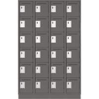Clean Line Lockerette, 6 -tier, Bank of 4, 48" x 18" x 76", Steel, Charcoal, Rivet (Assembled) The Estey Group