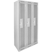 Clean Line Lockers, Bank of 3, 36" x 12" x 72", Steel, Grey, Rivet (Assembled), Perforated The Estey Group