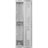 Clean Line Lockers, 2 -tier, Bank of 2, 24" x 15" x 72", Steel, Grey, Rivet (Assembled), Perforated The Estey Group