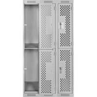 Clean Line Lockers, 2 -tier, Bank of 3, 36" x 15" x 72", Steel, Grey, Rivet (Assembled), Perforated The Estey Group