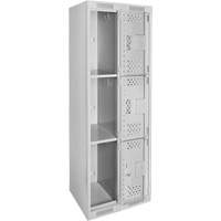 Clean Line Lockers, 3 -tier, Bank of 2, 24" x 12" x 72", Steel, Grey, Rivet (Assembled), Perforated The Estey Group