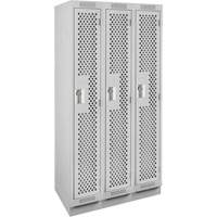 Clean Line Lockers, Bank of 3, 36" x 15" x 76", Steel, Grey, Rivet (Assembled), Perforated The Estey Group