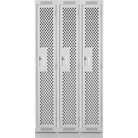 Clean Line Lockers, Bank of 3, 36" x 15" x 76", Steel, Grey, Rivet (Assembled), Perforated The Estey Group