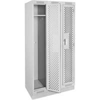 Clean Line Lockers, Bank of 3, 36" x 15" x 76", Steel, Grey, Rivet (Assembled), Perforated The Estey Group