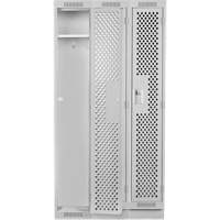 Clean Line Lockers, Bank of 3, 36" x 15" x 76", Steel, Grey, Rivet (Assembled), Perforated The Estey Group
