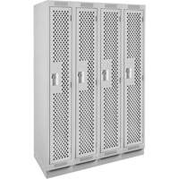 Clean Line Lockers, Bank of 4, 48" x 15" x 76", Steel, Grey, Rivet (Assembled), Perforated The Estey Group