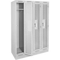 Clean Line Lockers, Bank of 4, 48" x 15" x 76", Steel, Grey, Rivet (Assembled), Perforated The Estey Group