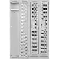Clean Line Lockers, Bank of 4, 48" x 15" x 76", Steel, Grey, Rivet (Assembled), Perforated The Estey Group