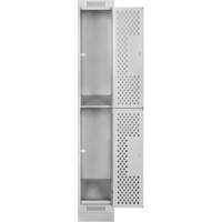 Casiers Clean Line, 2 niveaux, 12" x 18" x 76", Acier, Gris, Rivet (assembl&eacute;), Perfor&eacute; The Estey Group