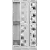 Clean Line Lockers, 2 -tier, Bank of 3, 36" x 18" x 76", Steel, Grey, Rivet (Assembled), Perforated The Estey Group