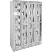 Clean Line Lockers, 2 -tier, Bank of 4, 48" x 18" x 76", Steel, Grey, Rivet (Assembled), Perforated The Estey Group