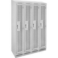 Clean Line Lockers, Bank of 4, 48" x 15" x 82", Steel, Grey, Rivet (Assembled), Perforated The Estey Group
