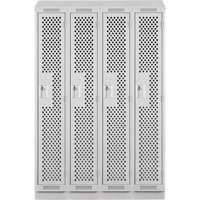 Clean Line Lockers, Bank of 4, 48" x 15" x 82", Steel, Grey, Rivet (Assembled), Perforated The Estey Group