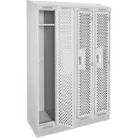 Clean Line Lockers, Bank of 4, 48" x 15" x 82", Steel, Grey, Rivet (Assembled), Perforated The Estey Group
