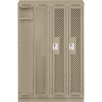 Clean Line Lockers, Bank of 4, 48" x 15" x 82", Steel, Grey, Rivet (Assembled), Perforated The Estey Group