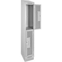 Clean Line Lockers, 2 -tier, 12" x 12" x 82", Steel, Grey, Rivet (Assembled), Perforated The Estey Group