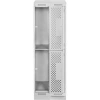 Clean Line Lockers, 2 -tier, Bank of 2, 24" x 18" x 82", Steel, Grey, Rivet (Assembled), Perforated The Estey Group