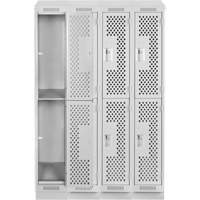 Clean Line Lockers, 2 -tier, Bank of 4, 48" x 15" x 82", Steel, Grey, Rivet (Assembled), Perforated The Estey Group