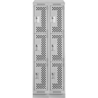 Clean Line Lockers, 3 -tier, Bank of 2, 24" x 18" x 82", Steel, Grey, Rivet (Assembled), Perforated The Estey Group