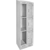 Clean Line Lockers, 3 -tier, Bank of 2, 24" x 18" x 82", Steel, Grey, Rivet (Assembled), Perforated The Estey Group