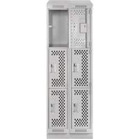 Clean Line Lockers, 3 -tier, Bank of 2, 24" x 18" x 82", Steel, Grey, Rivet (Assembled), Perforated The Estey Group