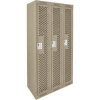 Clean Line Lockers, Bank of 3, 36" x 12" x 72", Steel, Beige, Rivet (Assembled), Perforated The Estey Group