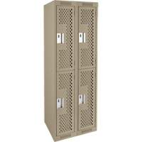 Clean Line Lockers, 2 -tier, Bank of 2, 24" x 15" x 72", Steel, Beige, Rivet (Assembled), Perforated The Estey Group