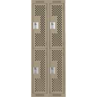 Clean Line Lockers, 2 -tier, Bank of 2, 24" x 15" x 72", Steel, Beige, Rivet (Assembled), Perforated The Estey Group