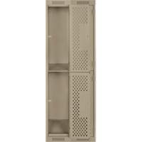 Clean Line Lockers, 2 -tier, Bank of 2, 24" x 15" x 72", Steel, Beige, Rivet (Assembled), Perforated The Estey Group
