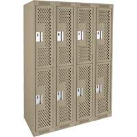 Casiers Clean Line, 2 niveaux, Bloc de 4, 48" x 15" x 72", Acier, Beige, Rivet (assembl&eacute;), Perfor&eacute; The Estey Group