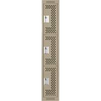 Casiers Clean Line, 3 niveaux, 12" x 12" x 72", Acier, Beige, Rivet (assembl&eacute;), Perfor&eacute; The Estey Group
