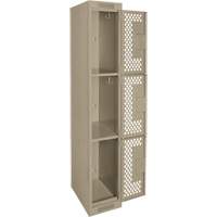 Casiers Clean Line, 3 niveaux, 12" x 12" x 72", Acier, Beige, Rivet (assembl&eacute;), Perfor&eacute; The Estey Group