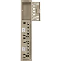 Casiers Clean Line, 3 niveaux, 12" x 12" x 72", Acier, Beige, Rivet (assembl&eacute;), Perfor&eacute; The Estey Group