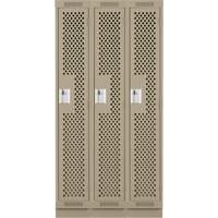 Clean Line Lockers, Bank of 3, 36" x 15" x 76", Steel, Beige, Rivet (Assembled), Perforated The Estey Group