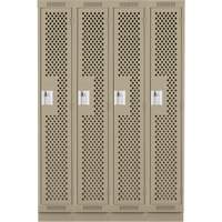 Casiers Clean Line, Bloc de 4, 48" x 15" x 76", Acier, Beige, Rivet (assembl&eacute;), Perfor&eacute; The Estey Group