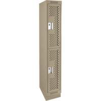 Clean Line Lockers, 2 -tier, 12" x 18" x 76", Steel, Beige, Rivet (Assembled), Perforated The Estey Group