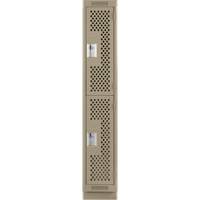 Clean Line Lockers, 2 -tier, 12" x 18" x 76", Steel, Beige, Rivet (Assembled), Perforated The Estey Group