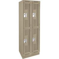 Casiers Clean Line, 2 niveaux, Bloc de 2, 24" x 12" x 76", Acier, Beige, Rivet (assembl&eacute;), Perfor&eacute; The Estey Group