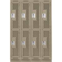 Clean Line Lockers, 2 -tier, Bank of 4, 48" x 18" x 76", Steel, Beige, Rivet (Assembled), Perforated The Estey Group