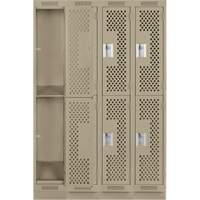Clean Line Lockers, 2 -tier, Bank of 4, 48" x 18" x 76", Steel, Beige, Rivet (Assembled), Perforated The Estey Group