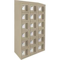 Clean-Line Perforated Lockerette, 6 -tier, Bank of 3, 15" x 72" x 12", Steel The Estey Group