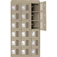 Clean-Line Perforated Lockerette, 6 -tier, Bank of 3, 15" x 72" x 12", Steel The Estey Group