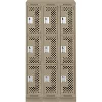 Casiers Clean Line, 3 niveaux, Bloc de 3, 36" x 18" x 82", Acier, Beige, Rivet (assembl&eacute;), Perfor&eacute; The Estey Group
