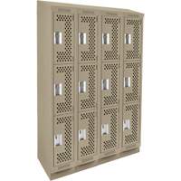Clean Line Lockers, 3 -tier, Bank of 4, 48" x 18" x 82", Steel, Beige, Rivet (Assembled), Perforated The Estey Group