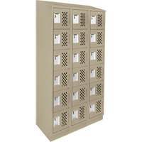 Assembled Lockerettes Clean Line Perforated Economy Lockers, 6 -tier, Bank of 3, 18" x 72" x 12", Steel The Estey Group