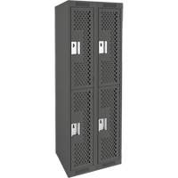 Clean Line Lockers, 2 -tier, Bank of 2, 24" x 15" x 72", Steel, Charcoal, Rivet (Assembled), Perforated The Estey Group